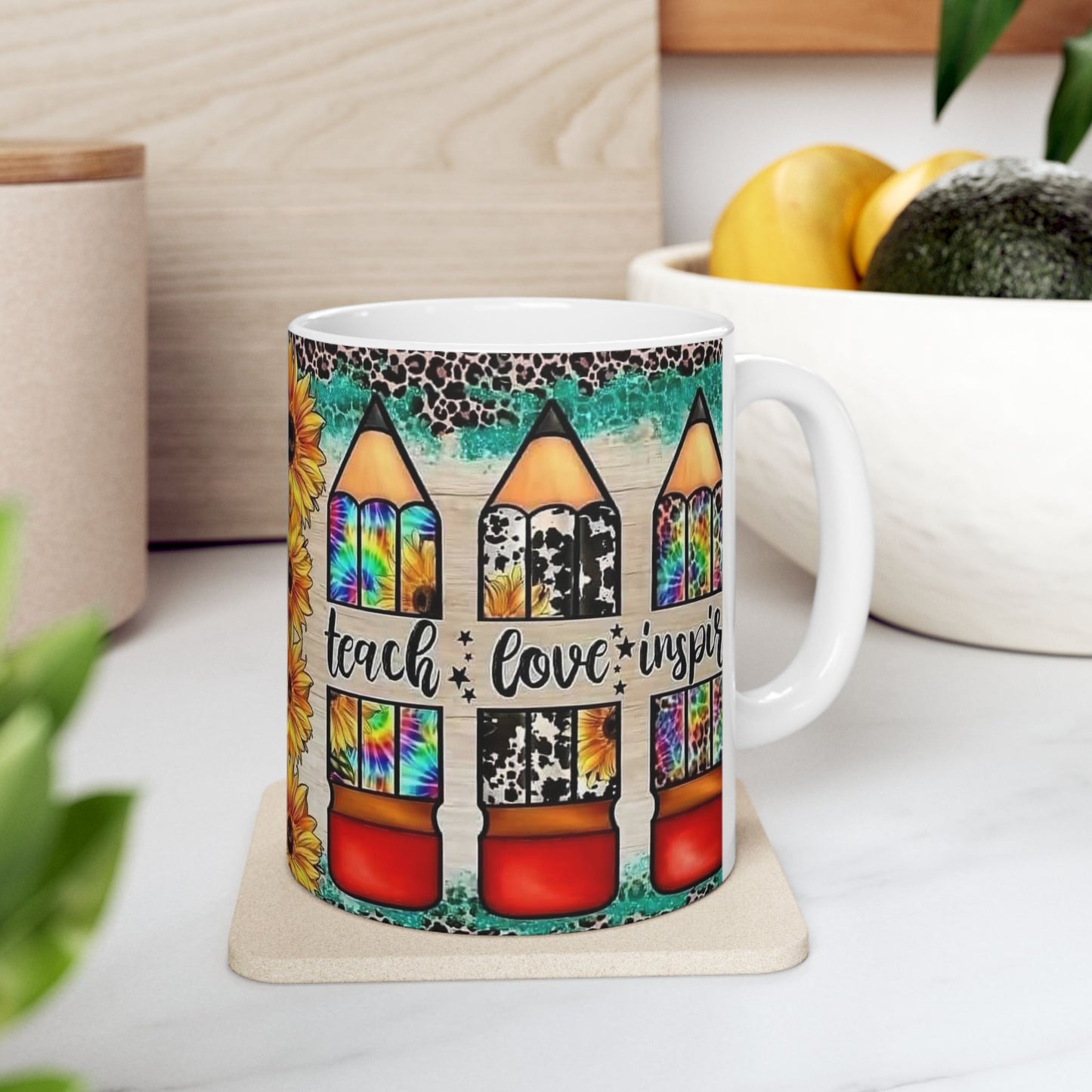 Teacher Mug | Teach Learn Inspire| Ceramic Mug