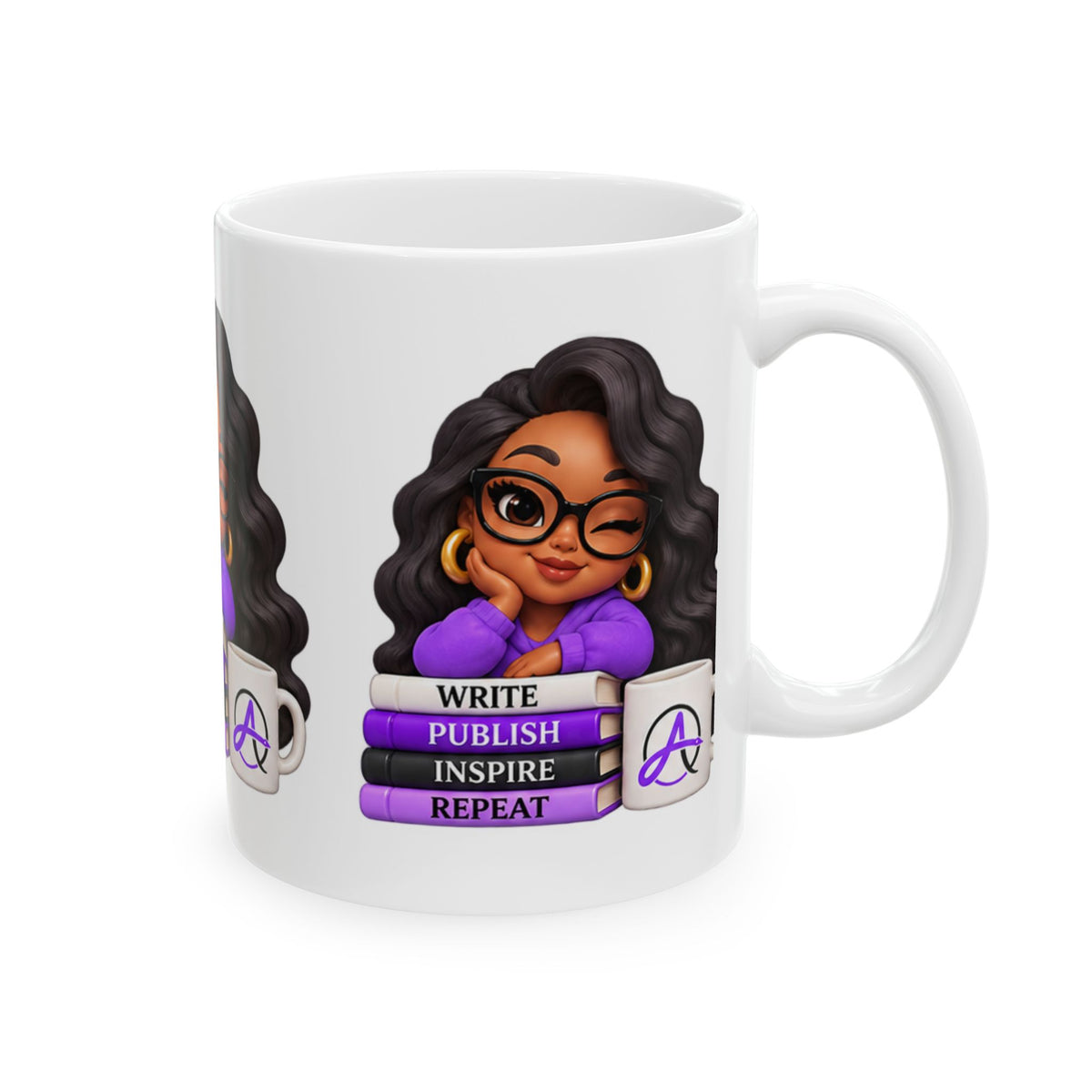 Writer’s Mug – “Write Publish Inspire Repeat” Ceramic Coffee Cup (11oz/15oz)