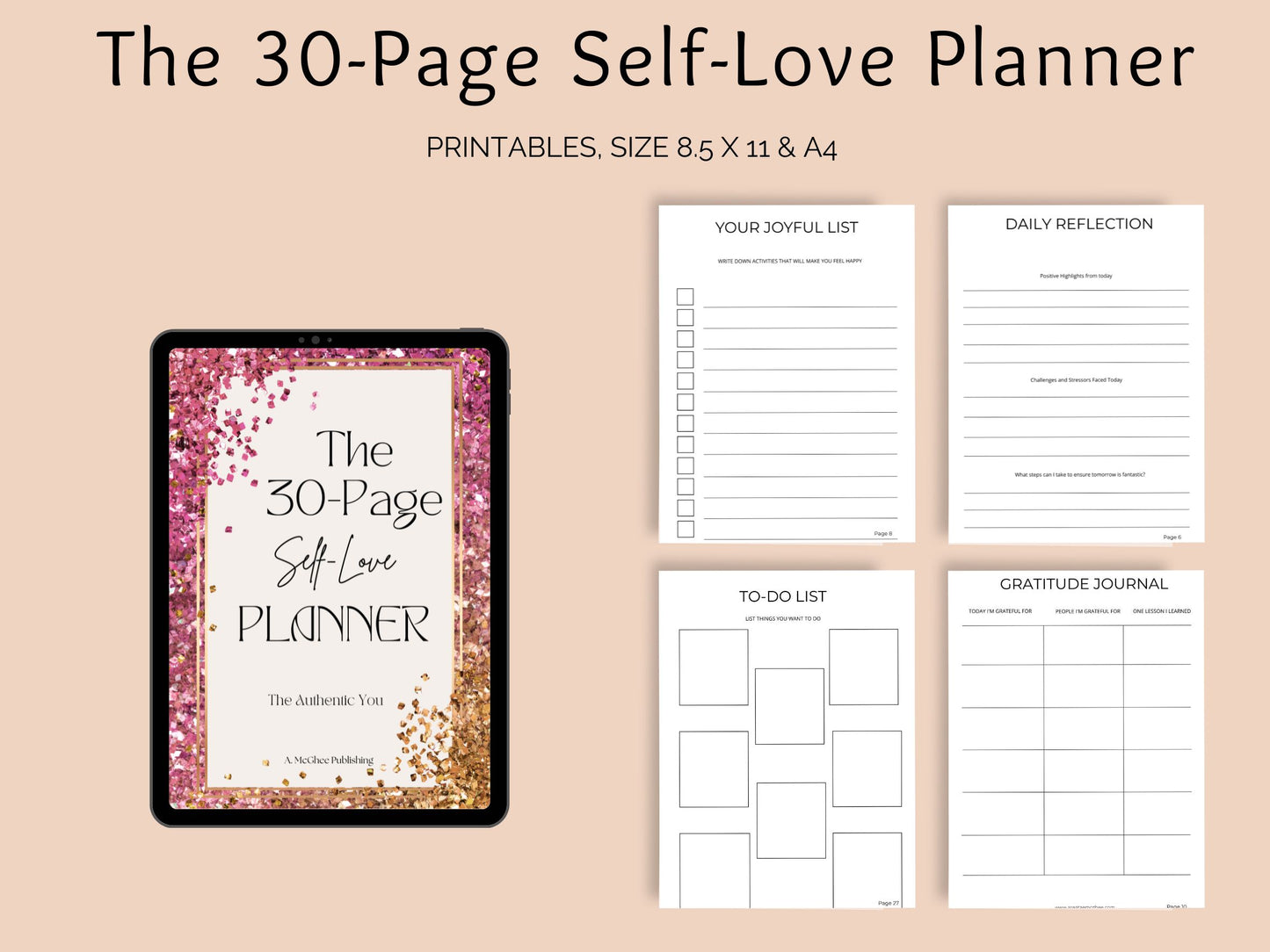 30-Page Self-Love Planner | Mindfulness, Mood Tracking & Daily Reflections