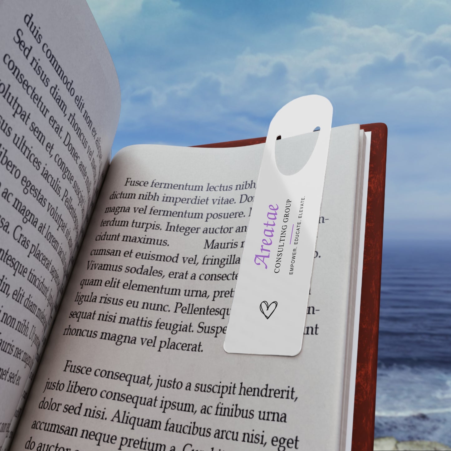 Bookmark — Aretate Consulting Group Branded Metal Bookmark (Elegant Purple Logo & Heart)