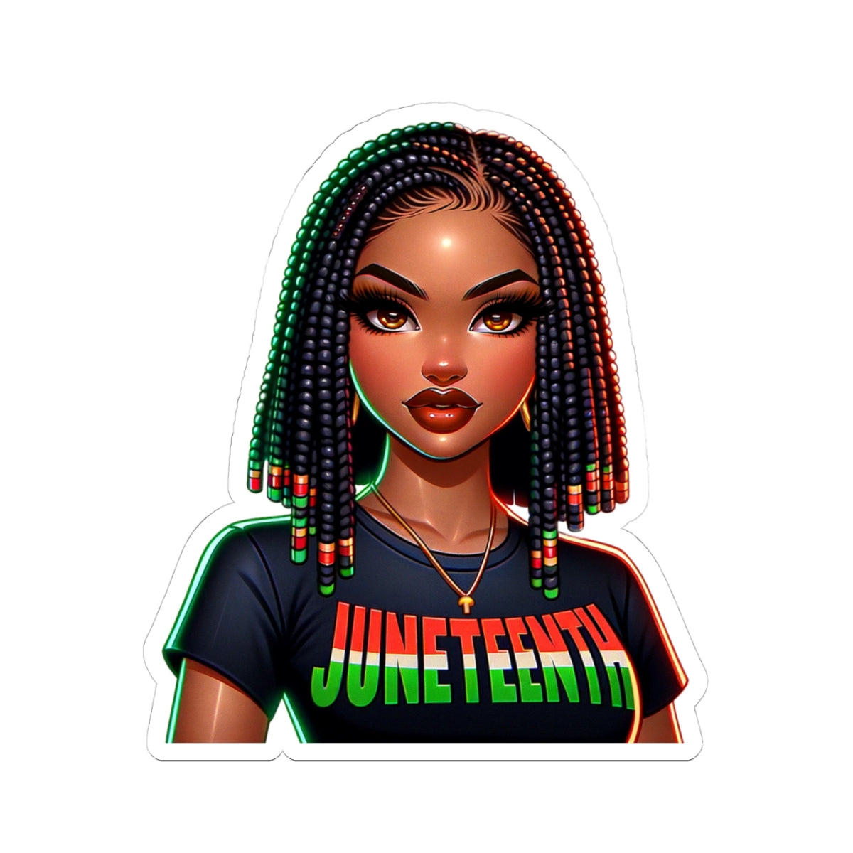 Juneteenth Afrocentric Kiss-Cut Stickers - Celebrate Freedom | Black Girl Art