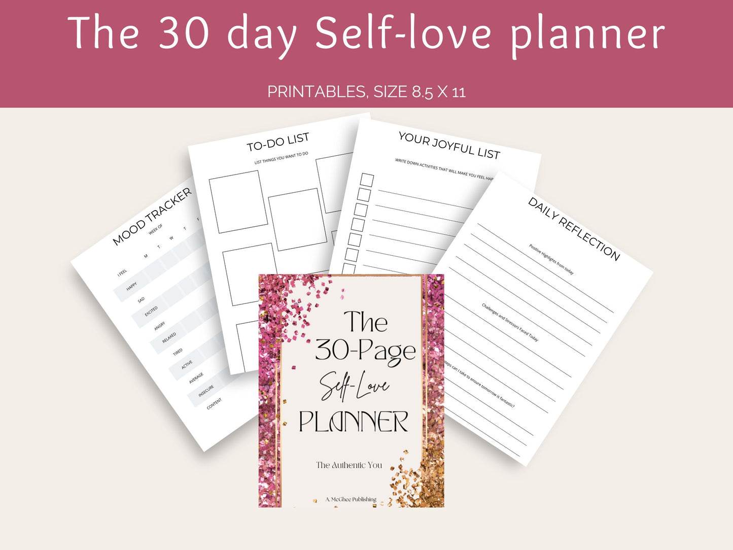30-Page Self-Love Planner | Mindfulness, Mood Tracking & Daily Reflections