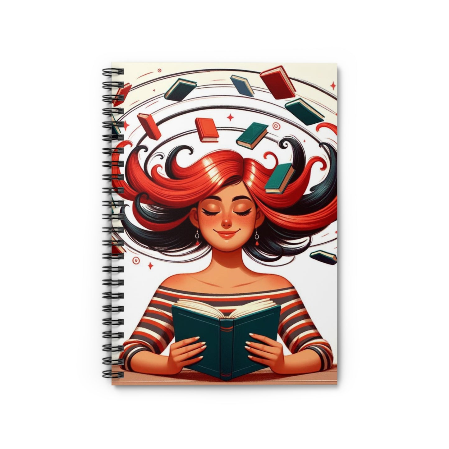 Bookworm Bliss| Spiral Notebook| Girl Reading Books|