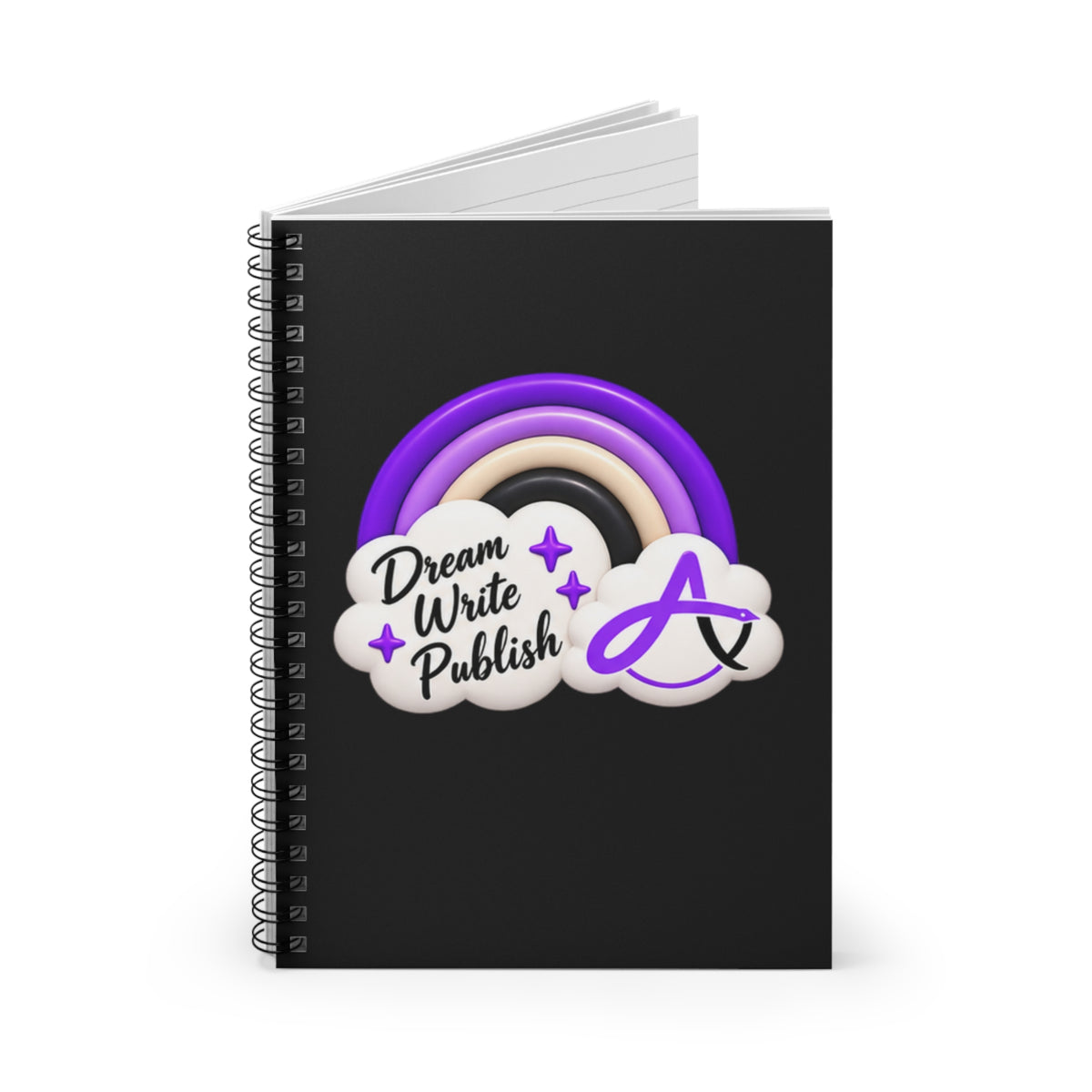 Dream. Write. Publish. Spiral Notebook — Purple Rainbow Journal for Writers