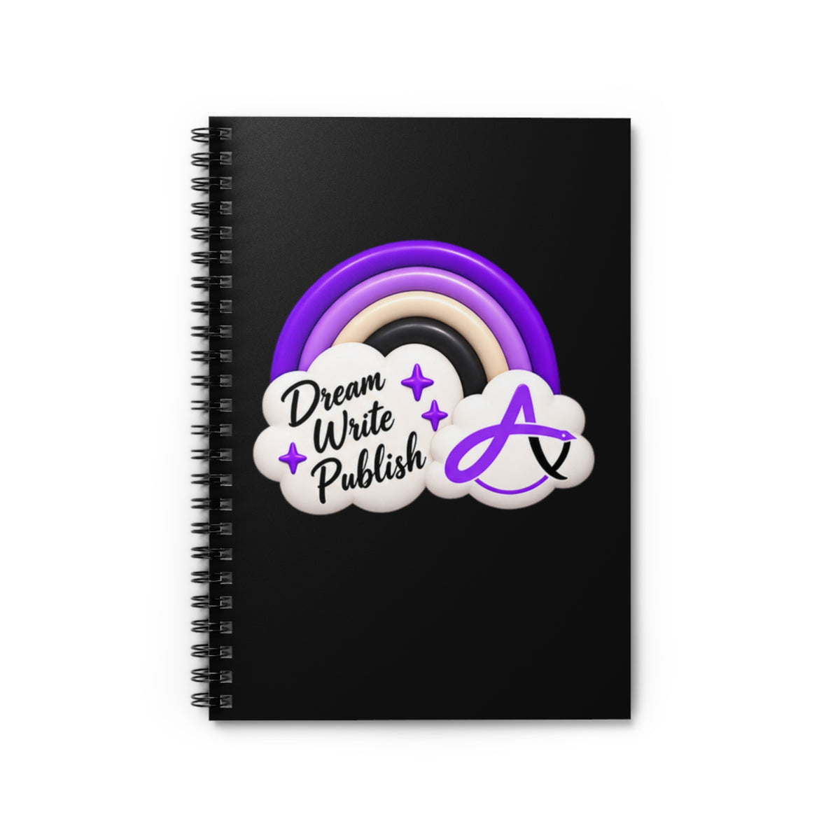 Dream. Write. Publish. Spiral Notebook — Purple Rainbow Journal for Writers