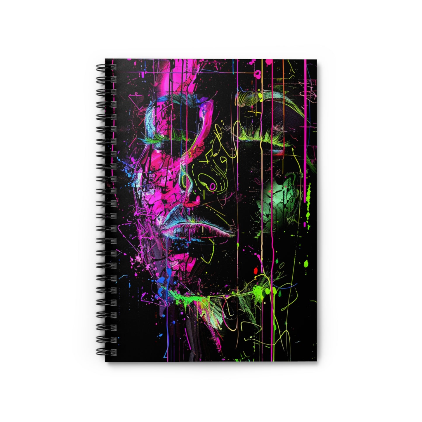 The Muse| Vibrant Color-Dripping Ink| Portrait of a Woman| Spiral Notebook