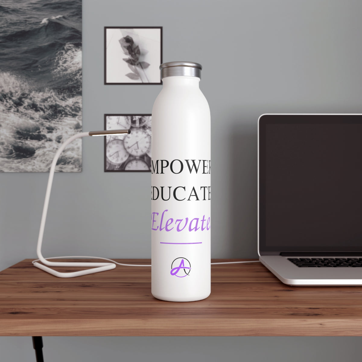 Empower Educate Elevate Motivational Stainless Slim  Water Bottle