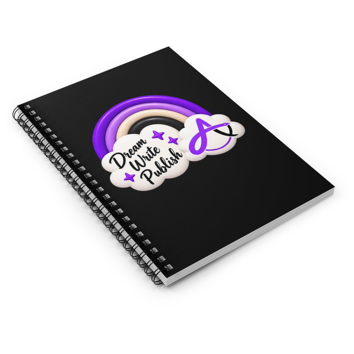 Dream. Write. Publish. Spiral Notebook — Purple Rainbow Journal for Writers