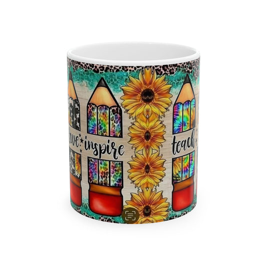 Teacher Mug | Teach Learn Inspire| Ceramic Mug