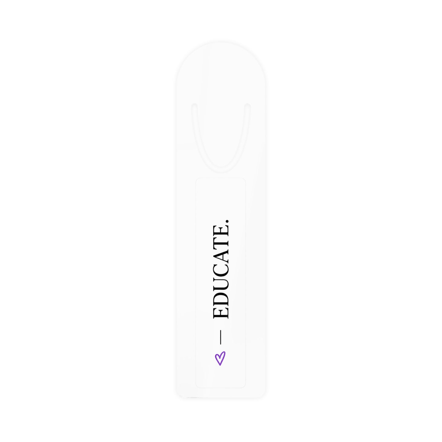 Educate Bookmark – Minimalist Metal Bookmark with "EDUCATE." Typography & Heart Accent