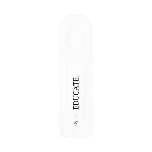 Educate Bookmark – Minimalist Metal Bookmark with "EDUCATE." Typography & Heart Accent