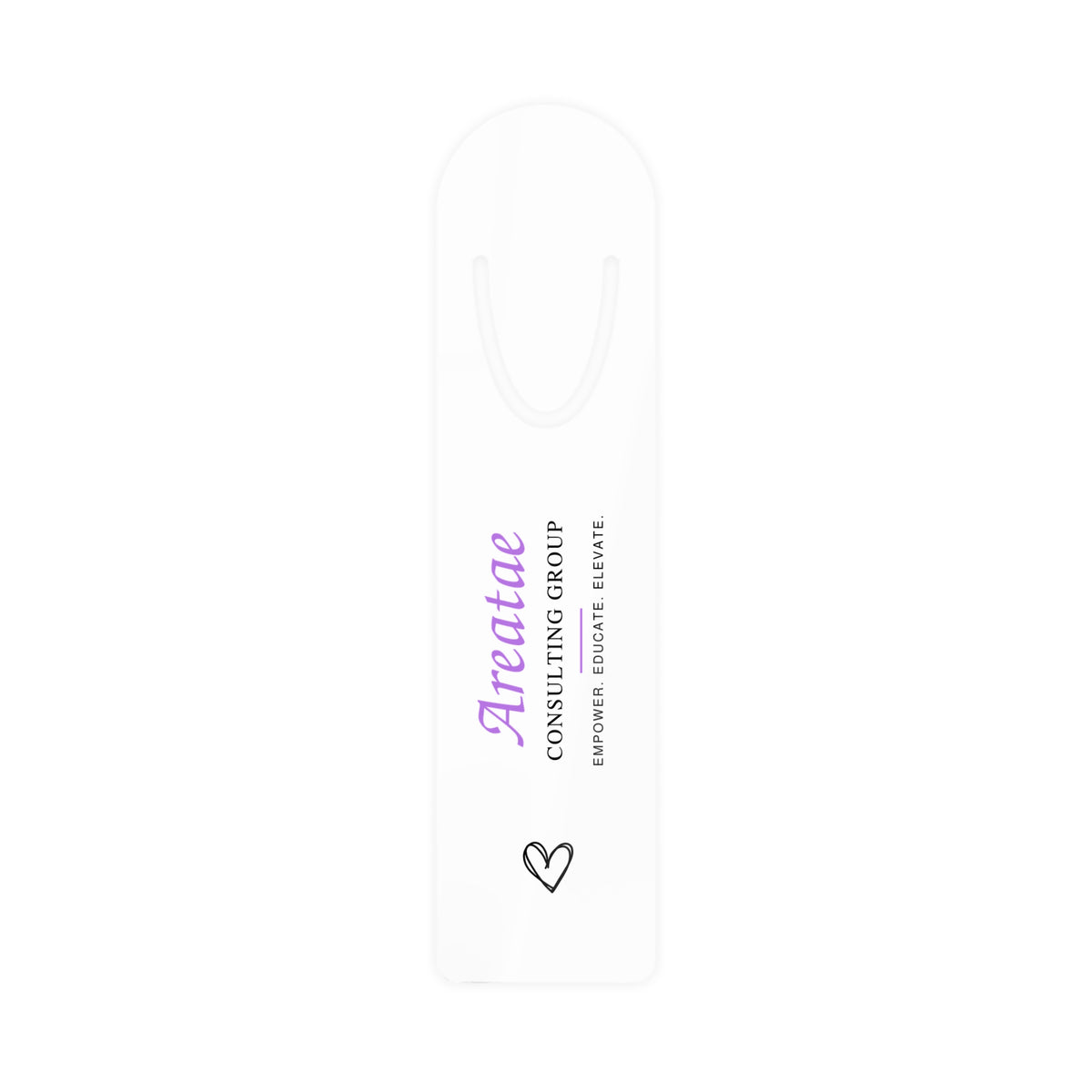 Bookmark — Aretate Consulting Group Branded Metal Bookmark (Elegant Purple Logo & Heart)