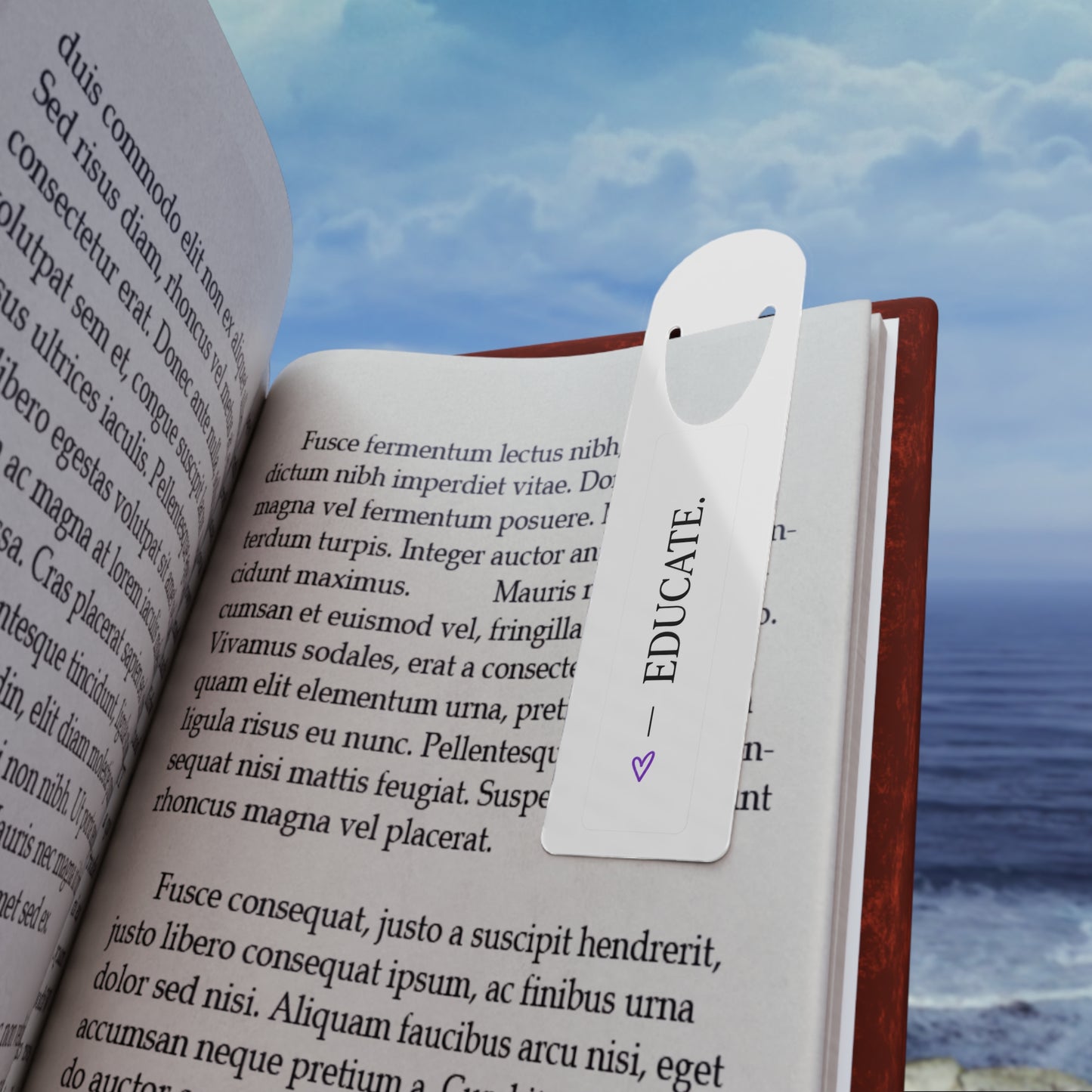 Educate Bookmark – Minimalist Metal Bookmark with "EDUCATE." Typography & Heart Accent