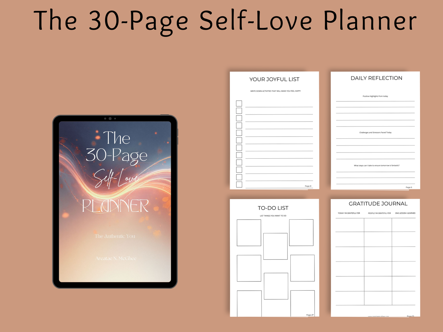 30-Page Self-Love Planner | Mindfulness, Mood Tracking & Daily Reflections