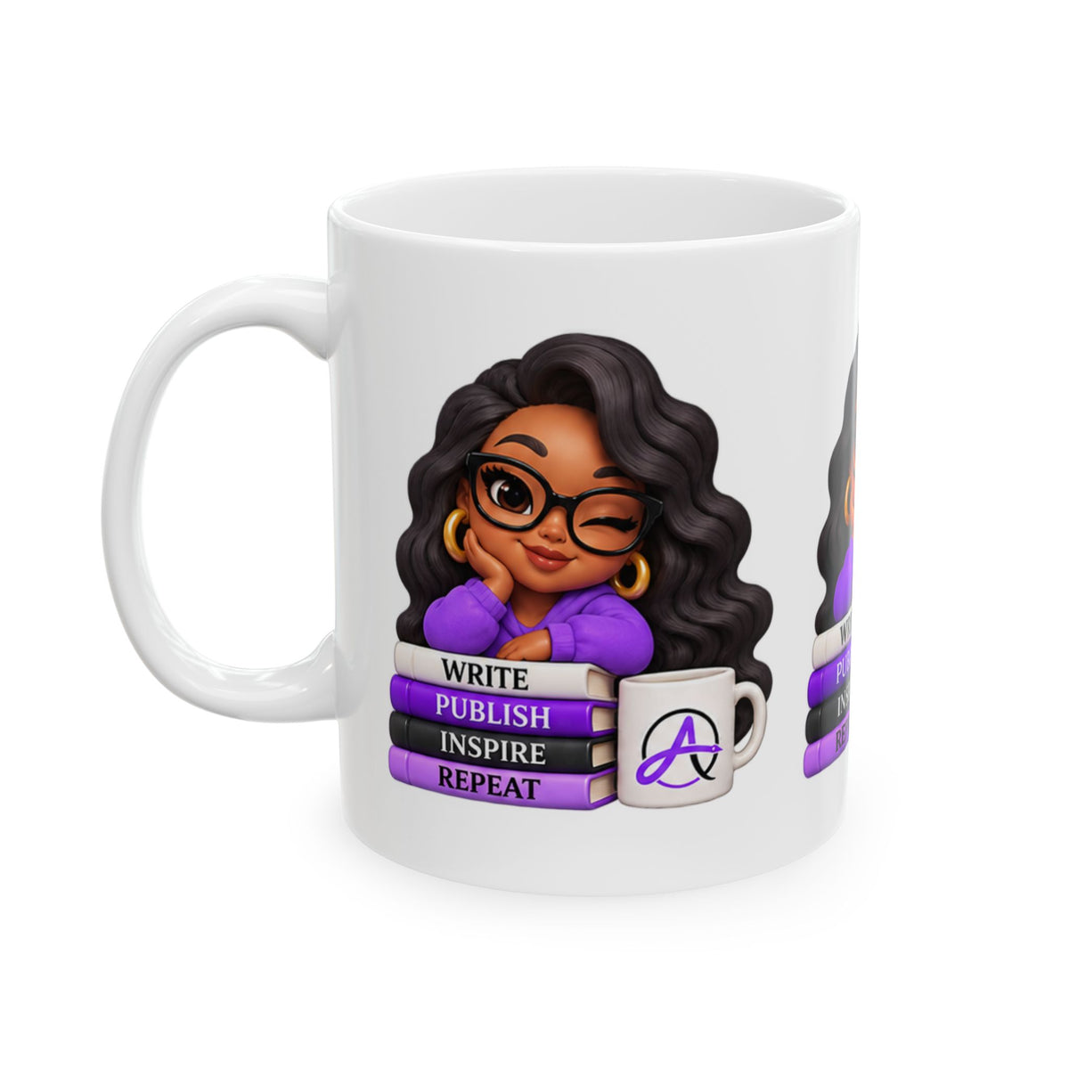 Writer’s Mug – “Write Publish Inspire Repeat” Ceramic Coffee Cup (11oz/15oz)