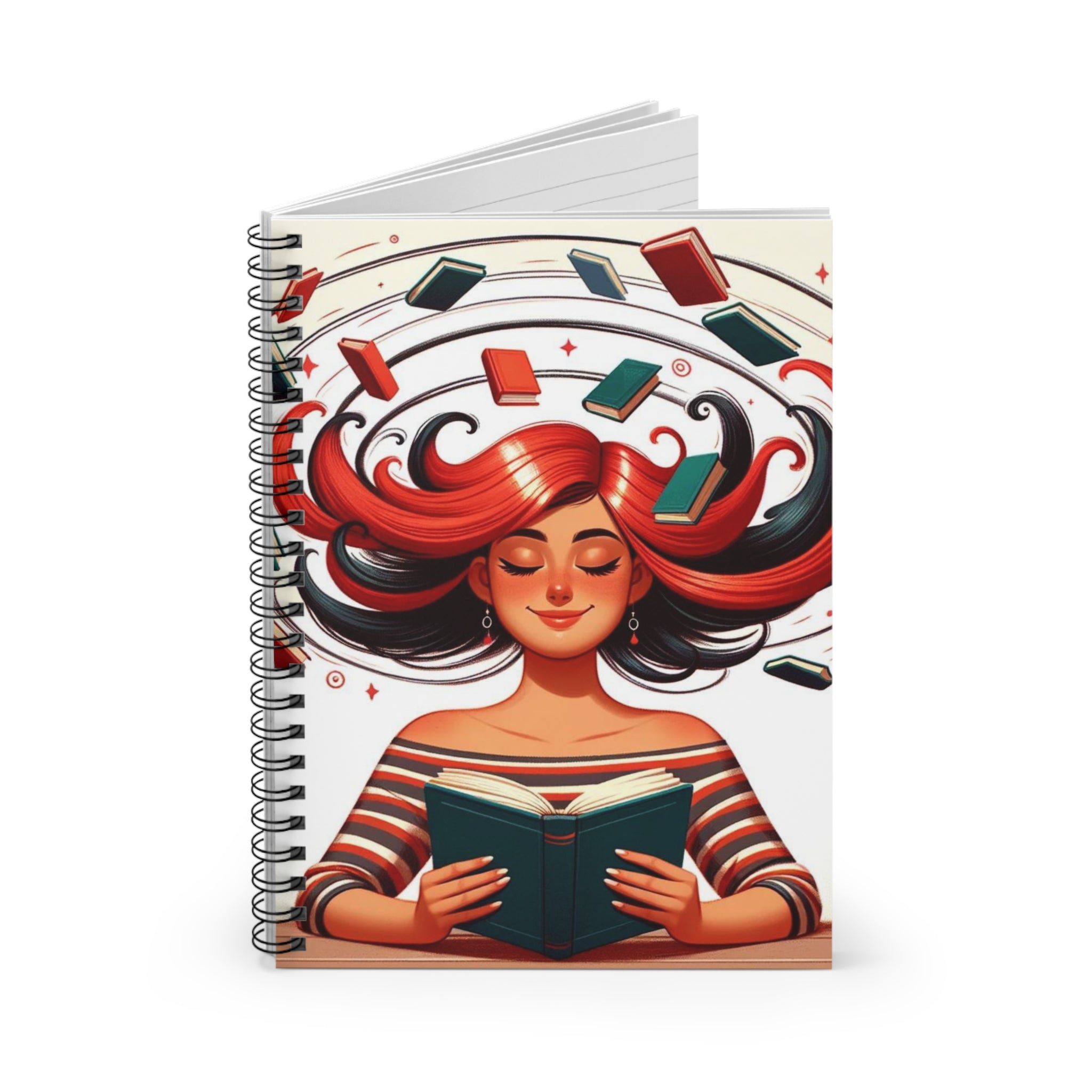 Bookworm Bliss| Spiral Notebook| Girl Reading Books| – INSPIRE 2B YOU