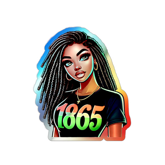1865 Holographic Die-Cut Stickers - Vibrant 1865 Graphic Art for Personal Expression