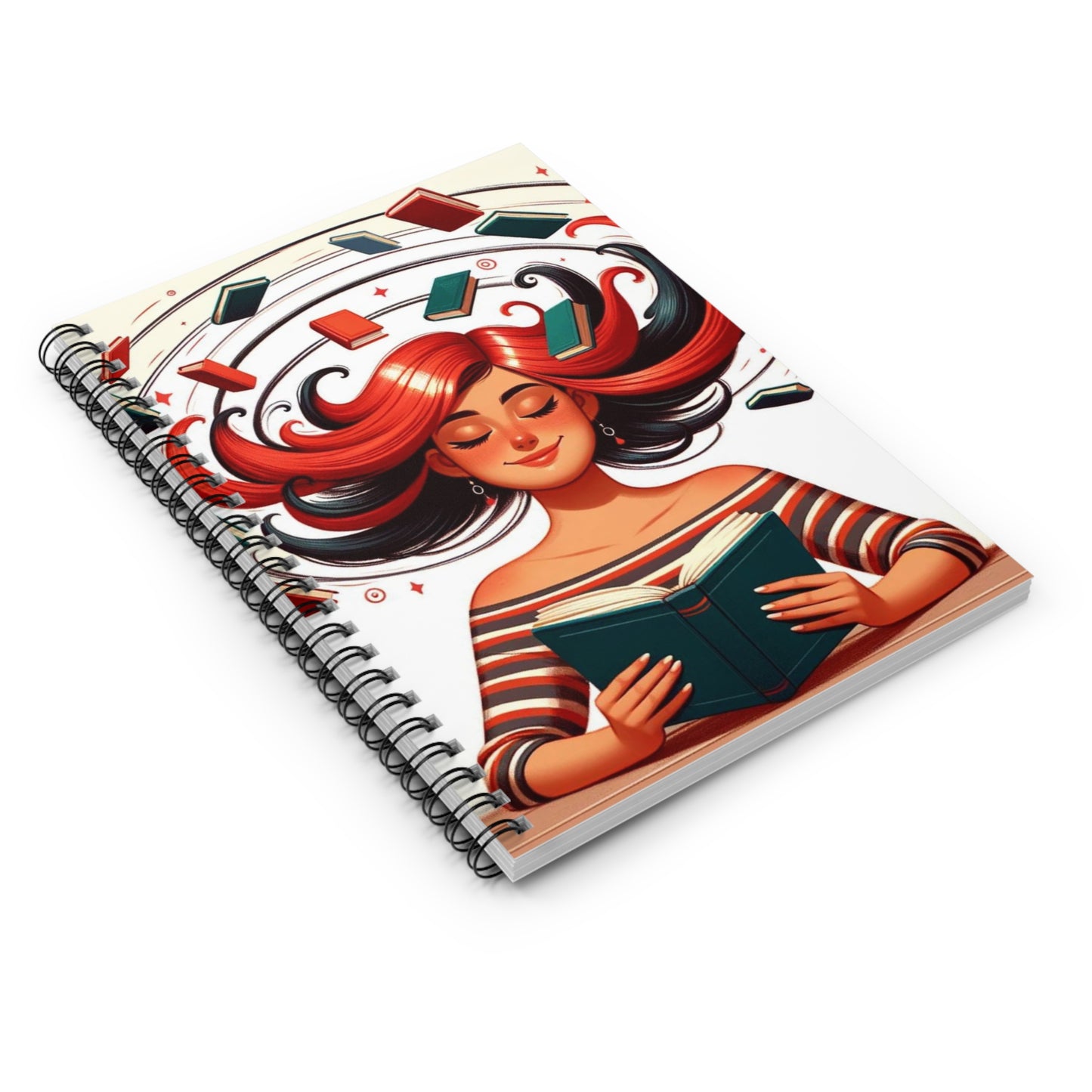 Bookworm Bliss| Spiral Notebook| Girl Reading Books|